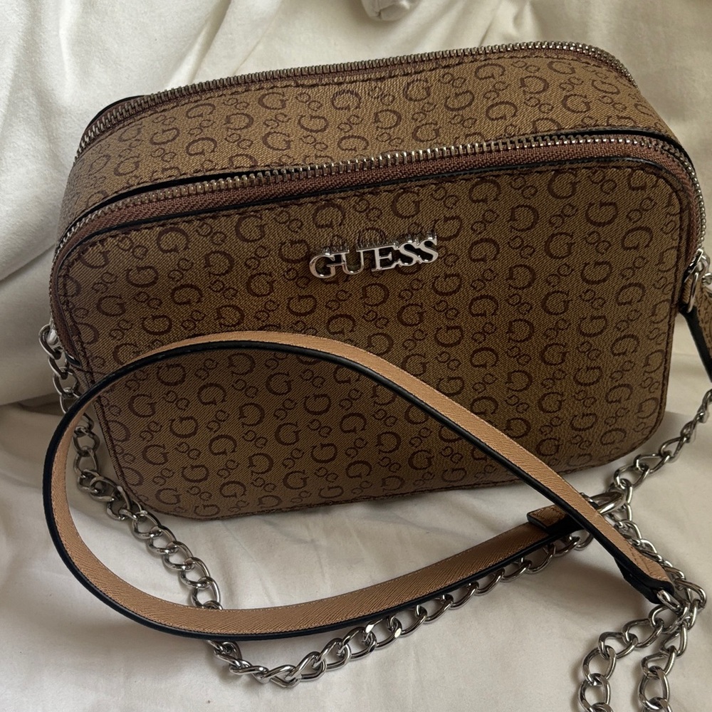 Guess Tan Logo Crossbody Bag